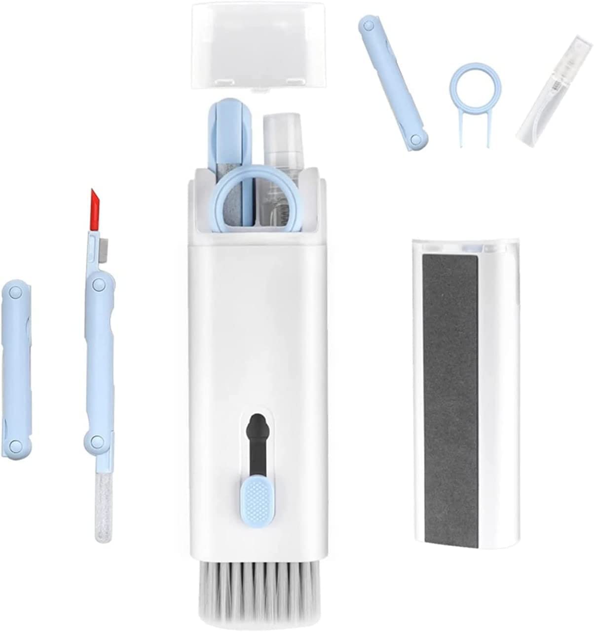7 in 1 Electronic Cleaner kit, Cleaning Kit for Monitor Keyboard Airpods, Screen Dust Brush Including Soft Sweep, Swipe, Airpod Cleaner Pen, Key Puller and Spray Bottle 02