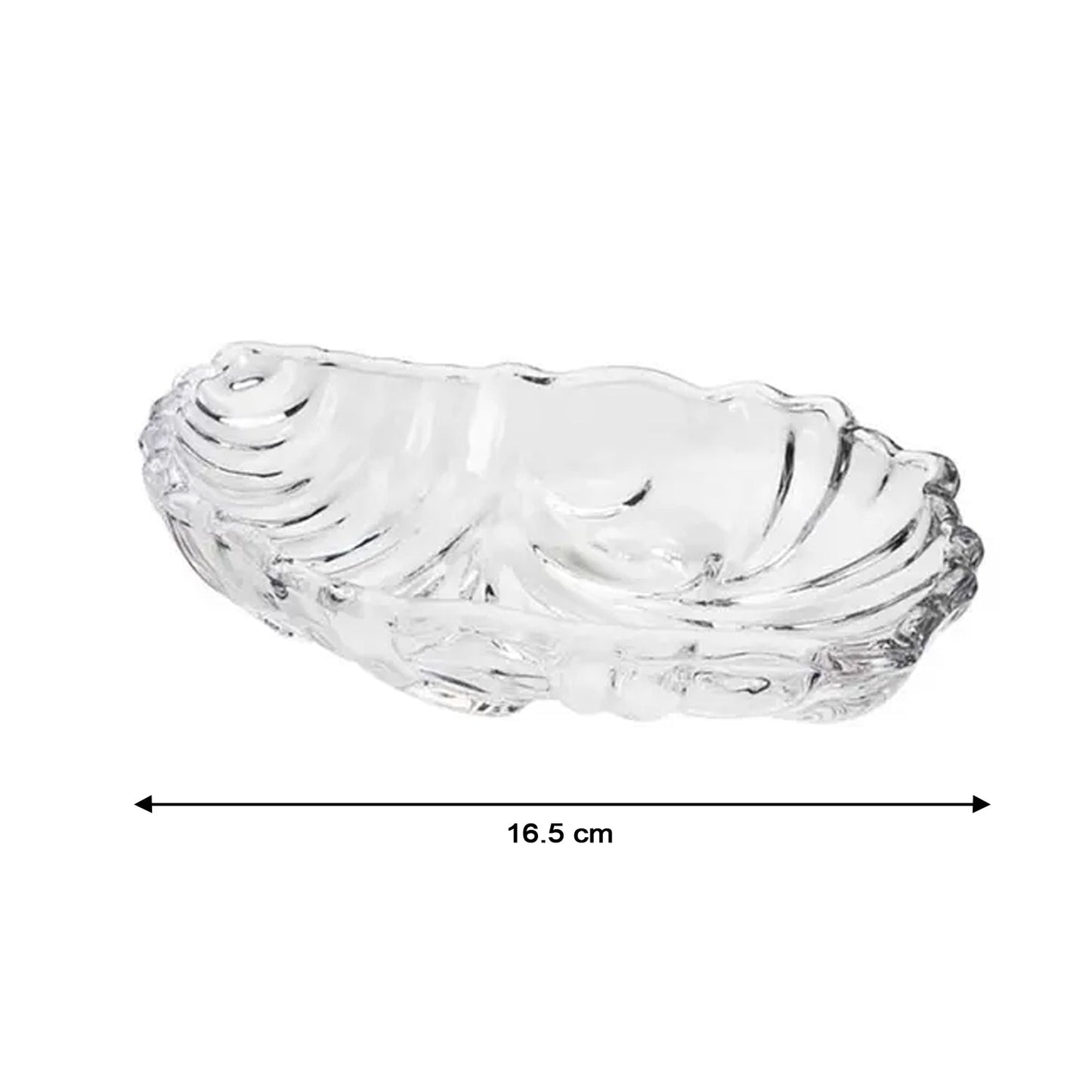 2354 Leaf shaped Glass Serve tray of snacks, Mukhwaas, and ice cream.