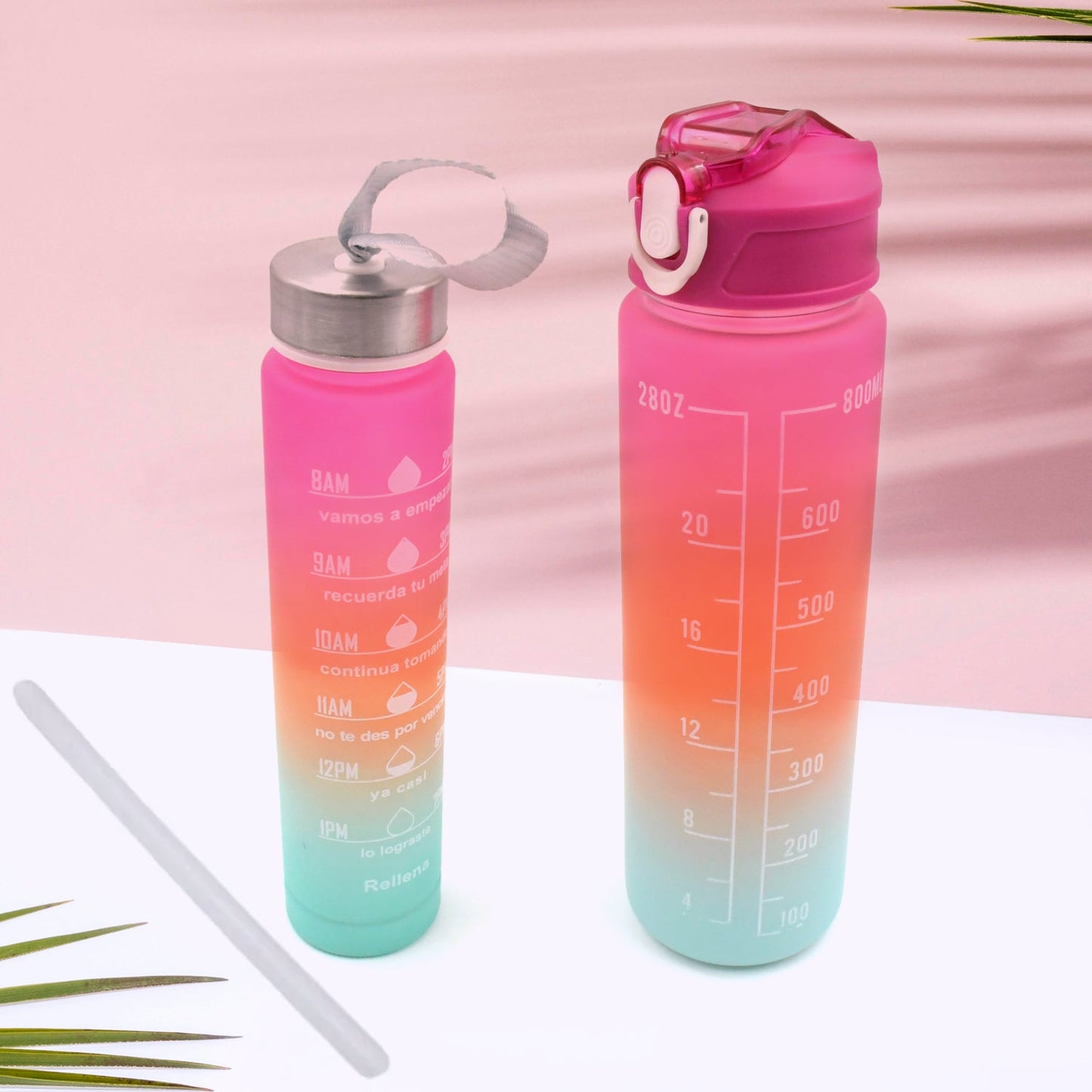 0286 Plastic Water Bottle 2 pc Different Size Bottle High Quality Water Bottle Plastic Water Bottle BPA-Free & Leak-Proof! Cartoon Printed Design for Kids' School, For Fridge, Office, Sports, School, Gym, Yoga (2 Pc Set)