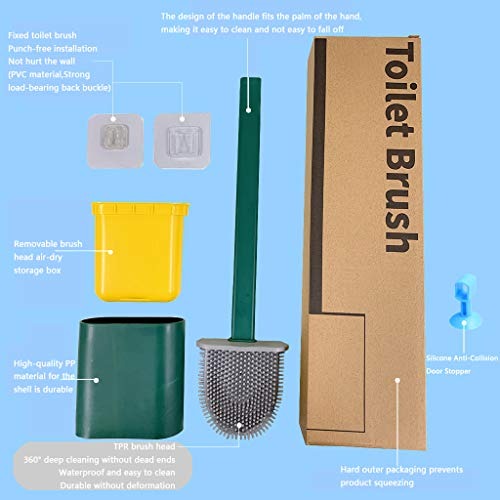 1410 Silicone Toilet Brush with Holder Stand for Bathroom Cleaning