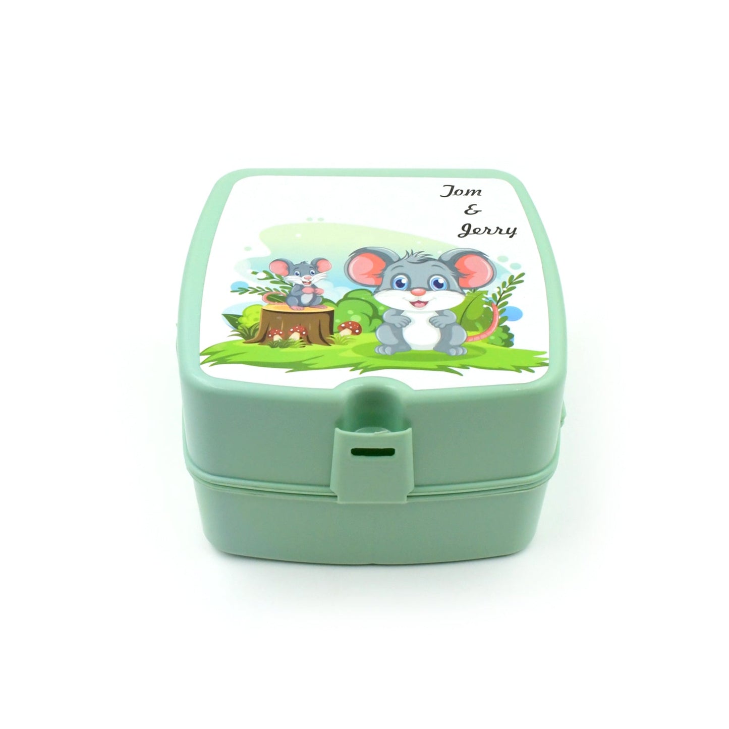 Double-Layer Square Lunch Box with Spoon , 4 Compartment Tiffin & Push Lock , Plastic Tiffin Box for Travelling, School Kids & Office Exclusive, Home
