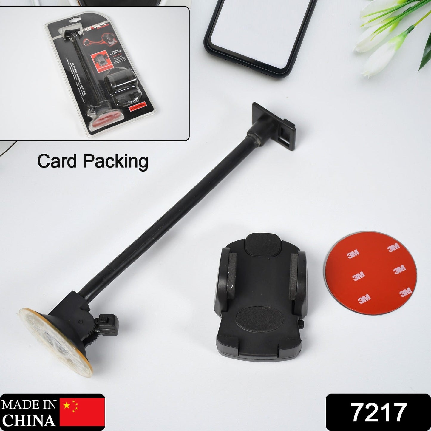 7217 Mobile Phone Holder Long 27cm For Car, Windscreen Car Long Phone Mount & Dashboard Mount, Long Arm Cell Phone Holder with Strong Suction Cup