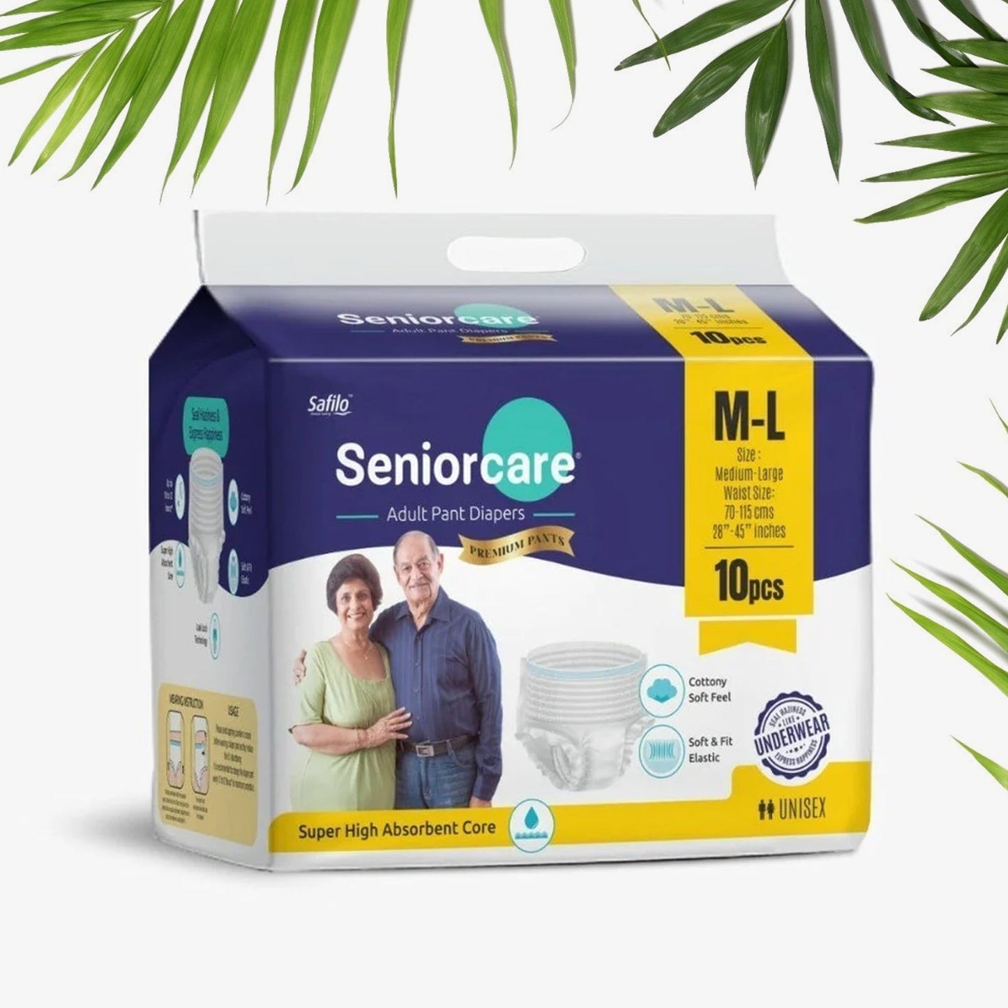 Medium-Large Senior care Adult Pull Up Diaper Pants (Waist Size (70-115 Cm | 28 -45 Inch) Adult Diapers (Medium-Large M-L10Pc)