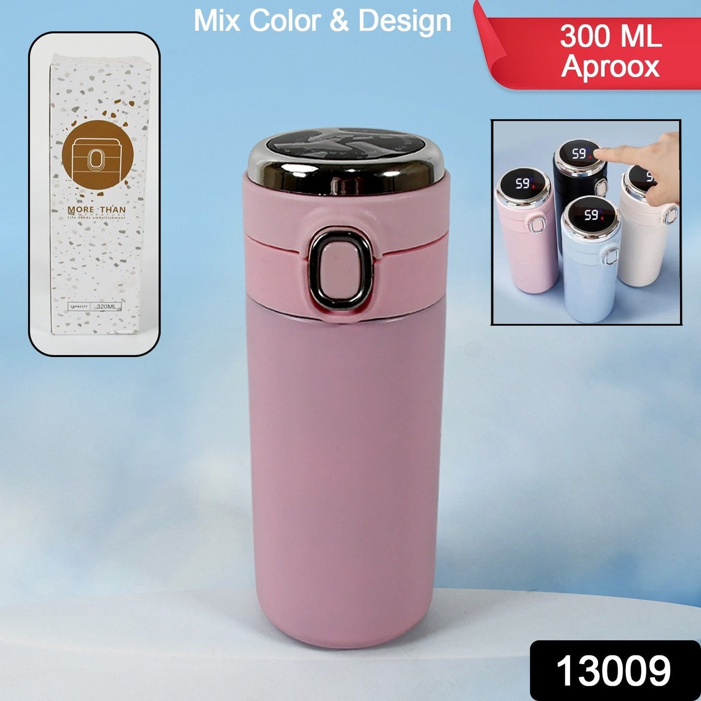 Smart Vacuum Insulated Water Bottle with LED Temperature Display, Cold & Hot | Leak Proof | Office Bottle | Gym | Home | Kitchen | Hiking | Trekking | Travel Bottle (Mix Color & Design)