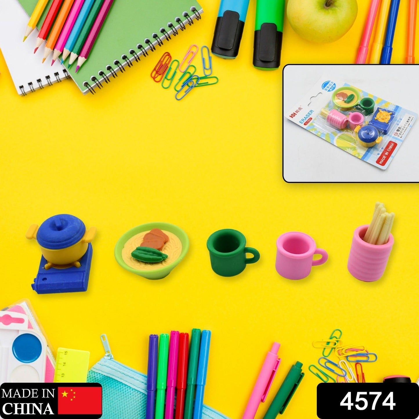 Kitchen Appliances Shape Eraser, Mini Eraser Simulated Cookware Creative Cute Novelty Eraser, Children Day, Birthday Return Gifts for Kids, Childrens, Boys, Girls Kitchen Utencils Set Shaped Erasers Set Pack of 6
