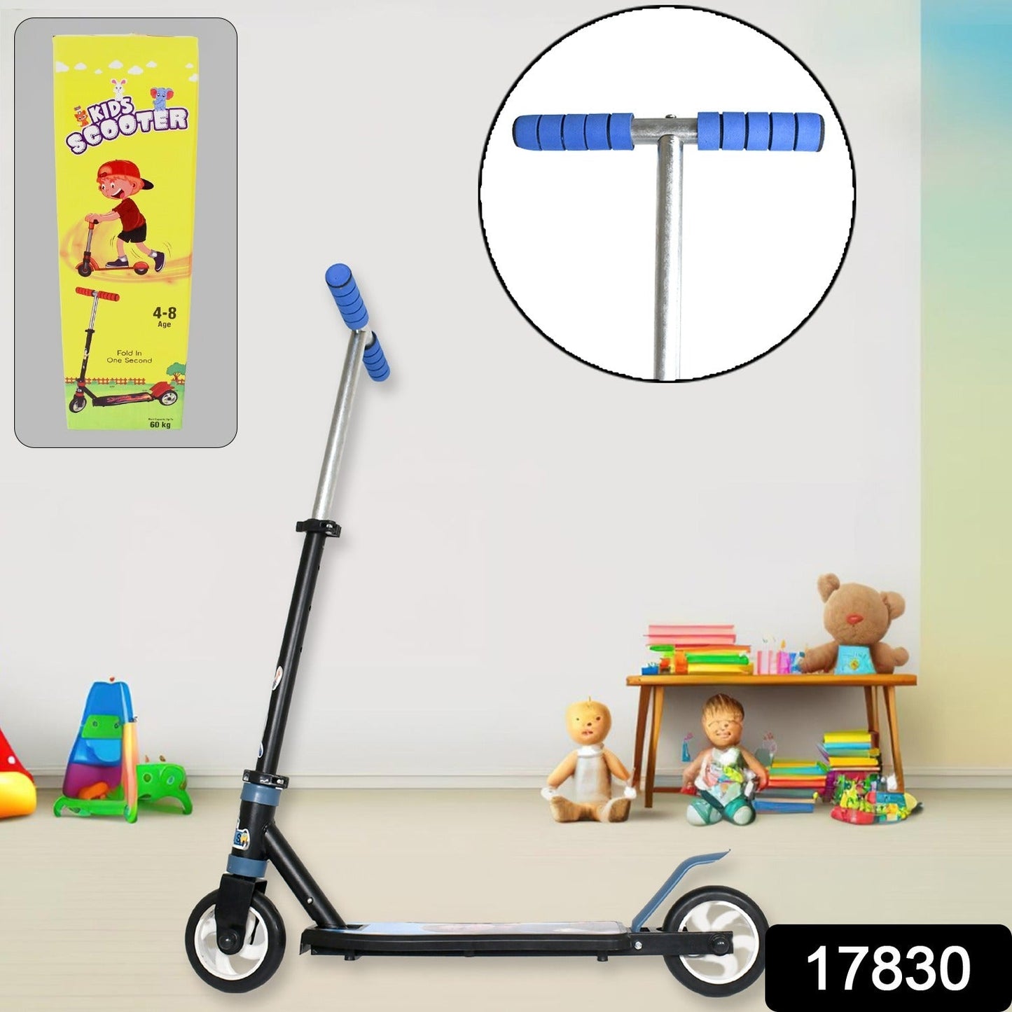 Basic Kids Ride On Leg Push Scooter for Boys and Girls (4 - 8 Years Old Kids) Foldable Scooter Cycle with Height Adjustment for Boys and Girls Multicolor (1 Pc / 2 Wheel)