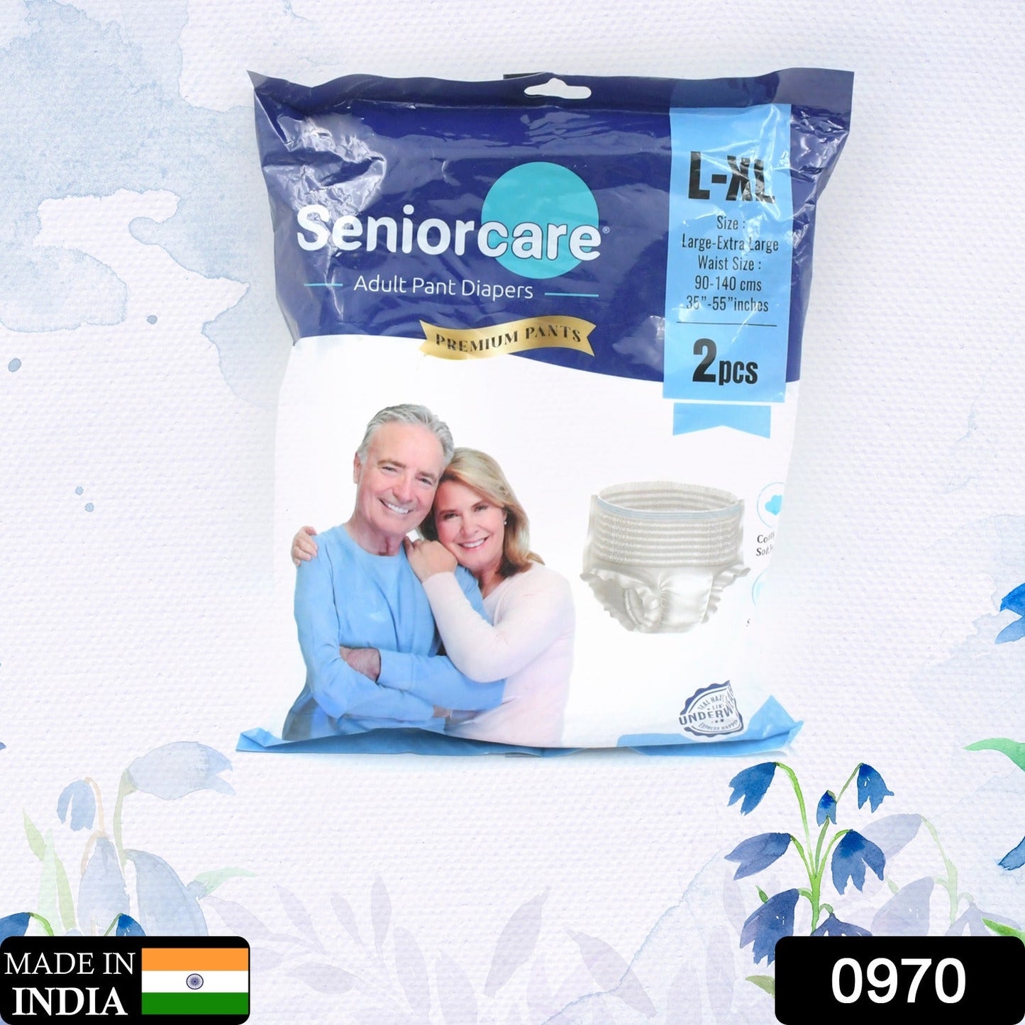 0970 Large - Extra Large Senior care Adult Pull Up Diaper Pants (Waist Size (90-140 Cm | 35 -55 Inch) Adult Diapers ( Large - Extra Large L-XL2Pc)
