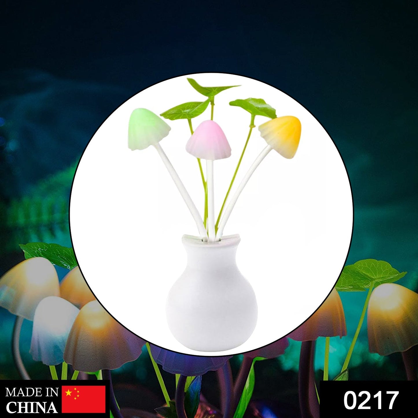 217 LED Dream Night Light, Auto ON/Off Sensor Mushroom Lamp (Multicolor)