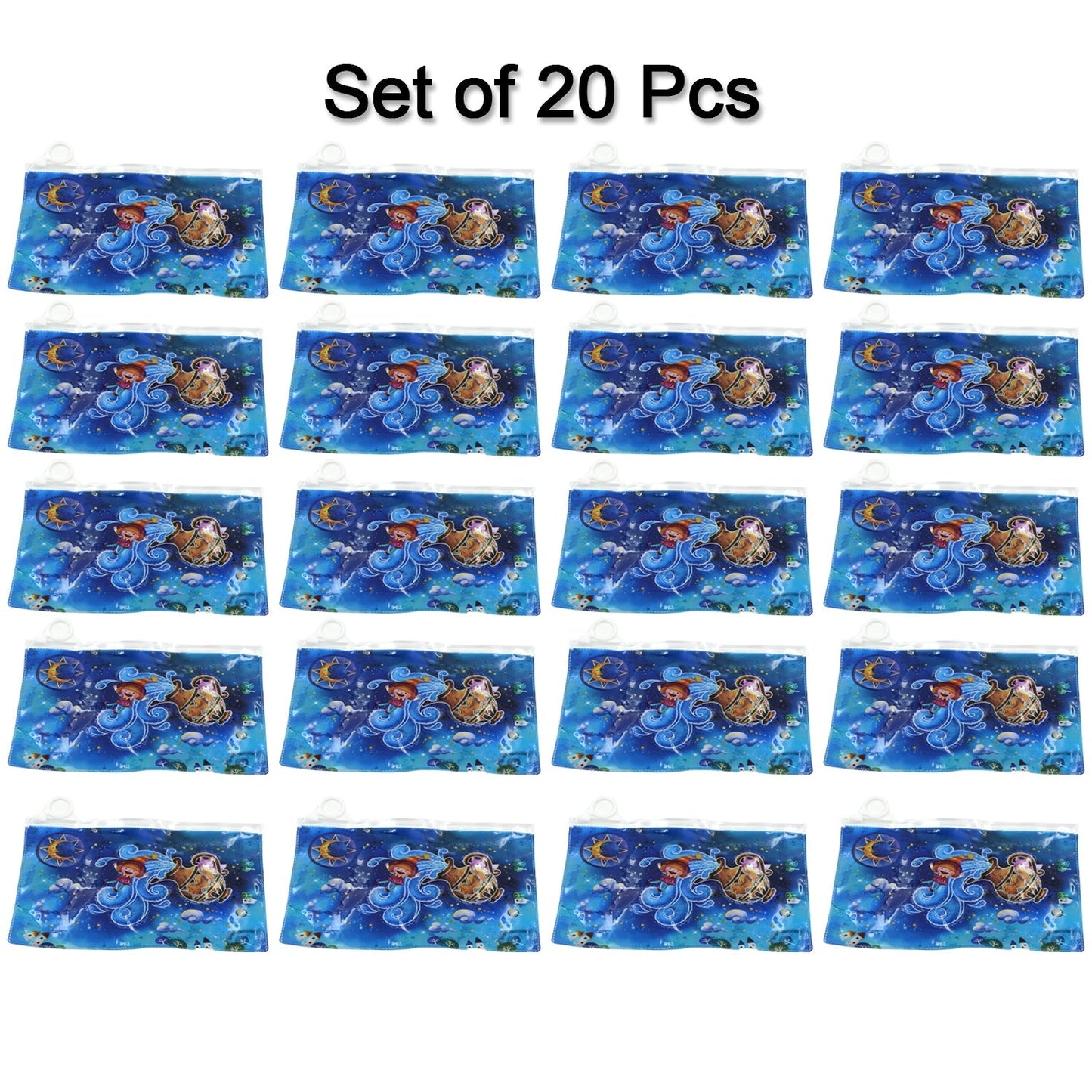 4843 20 Pc Blue Printed Pouch For Carrying Stationary Stuffs And All By The Students.
