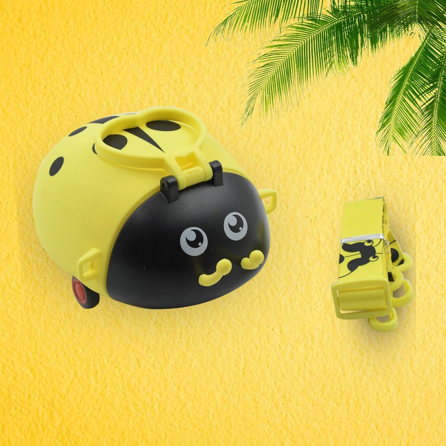 Cute Plastic Bug Shape Water Bottle with adjustable shoulder strap, 4 wheel & Straw, portable drinking cup Water Bottle For Kids | Water Bottle | Return Gift For Kids | Water Bottle With Straw | School Kinds Water Bottle (1 Pc)