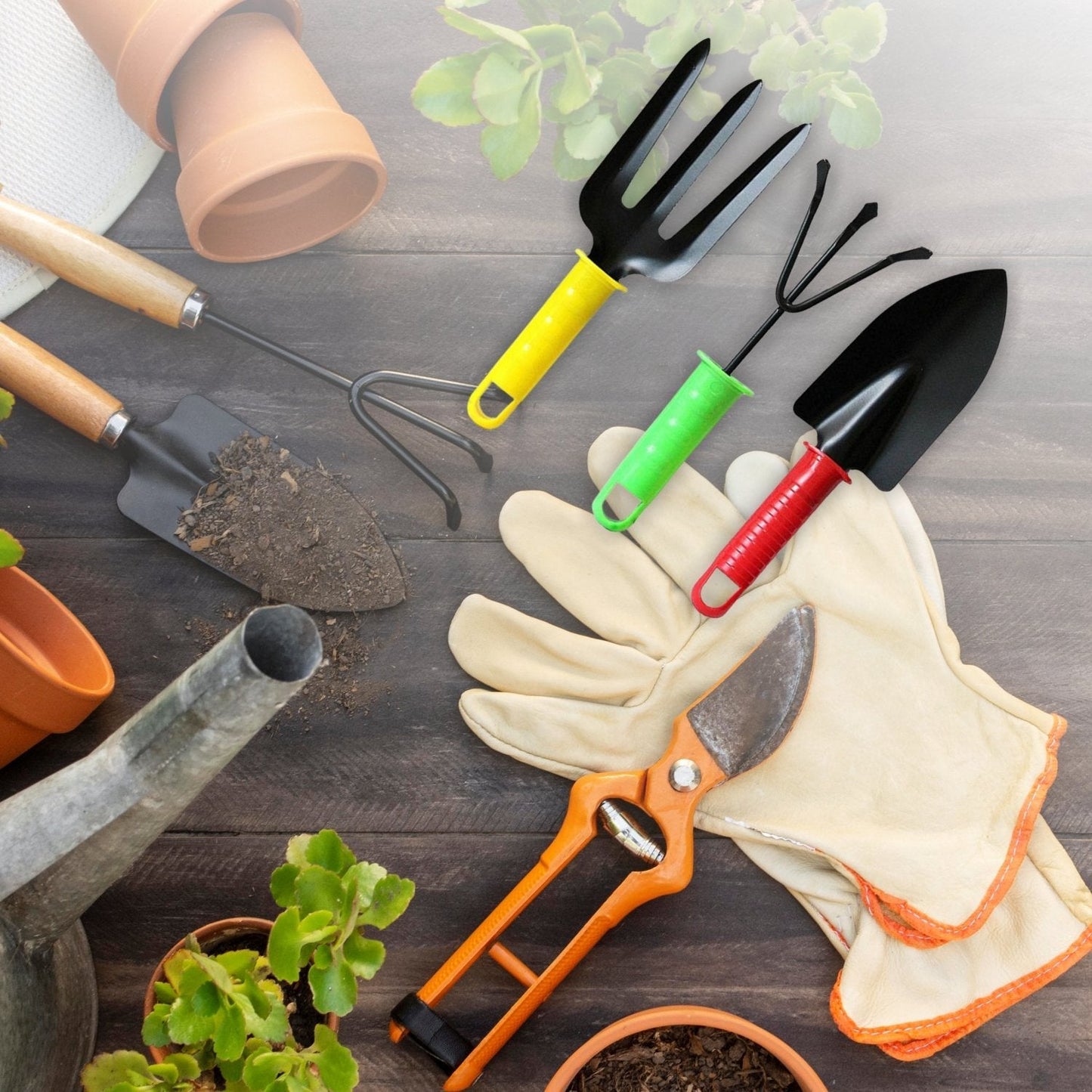 1768 Colorfull Garden Tool Set Set of 3Pc