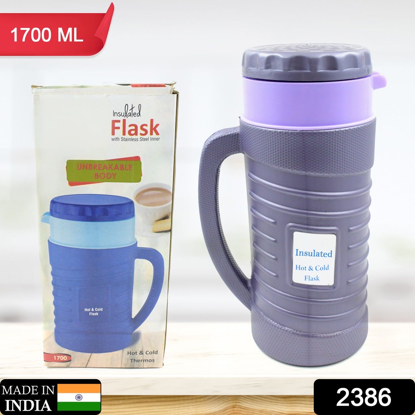 Thermos Insulated Flask or hot Kettle, Plastic innner Steel, Insulated Tea Kettle Hot and Cold Premium Tea Kettle Kettle | Easy to Carry | Leak Proof | Tea Jug | Coffee Jug | Water Jug | Hot Beverag (1200 Ml, 1700ML )