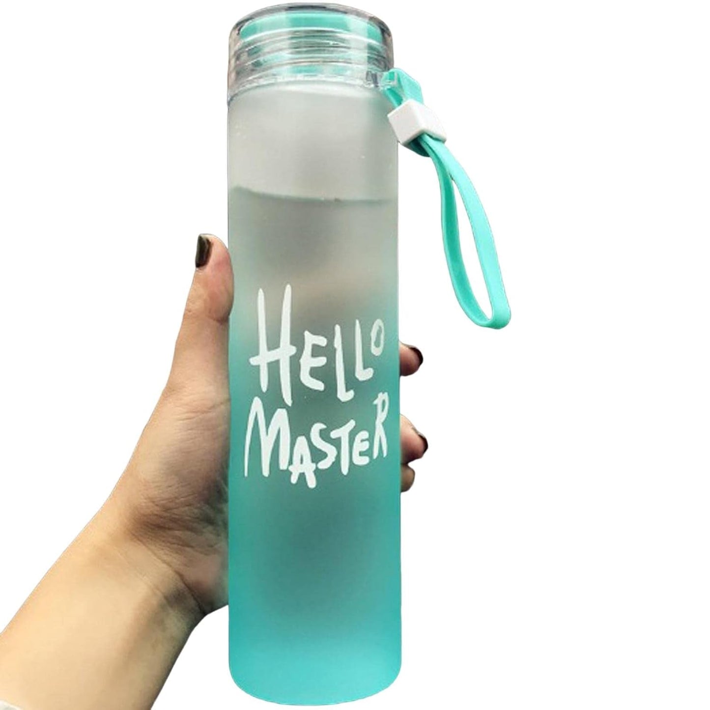 Motivational Glass Water Bottle Colorful potable Water Glass Bottle With Rubber Band, Daily Intake Hourly Water Bottle to Ensure You Drink Enough Water Throughout The Day Reusable Cycling Gym, Workout Fitness Bottle (480 ML)