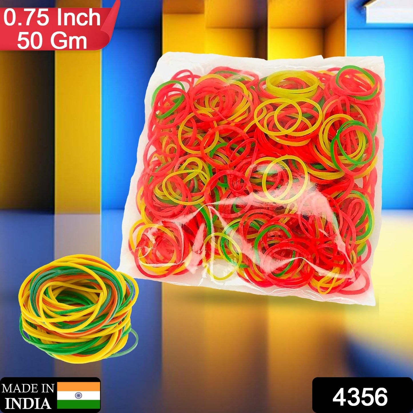 Rubber Band For Office/Home and Kitchen Accessories Item Products, Elastic Rubber Bands, Flexible Reusable Nylon Elastic Unbreakable, For Stationery, School Multicolor (0.75 Inch, 50 GM)