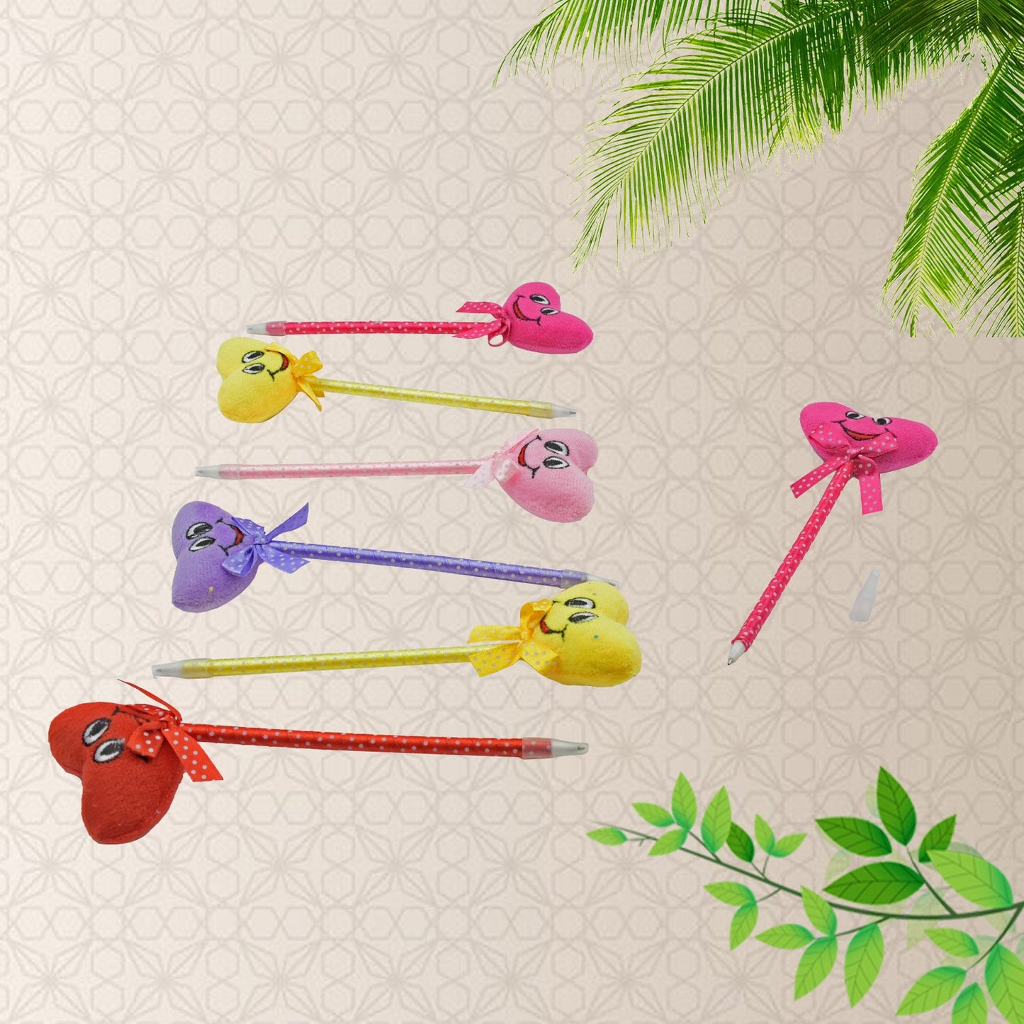 4292 Cute Cartoon Shape & Heart Design Facy Writting Pen Attached Rattle | Ball Pen Smooth Writing For Wedding , Events & Multiuse Pen Best Pen l Use for Kids (12 Pcs Set Mix Design & Color)