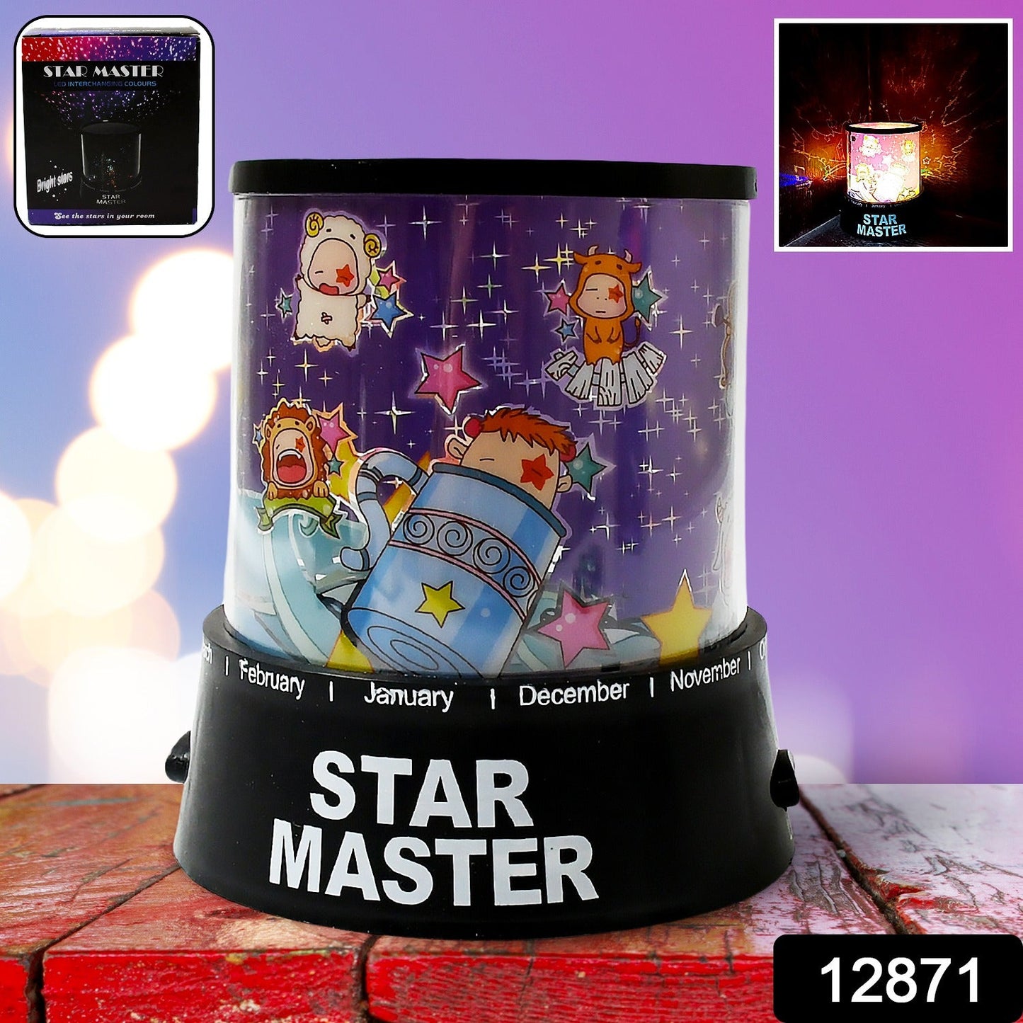 LED Projector Night Light Amazing Lamp, 3 Battery operated lamps, Rotation With the music Function, Master for Kids Bedroom Home Decoration Night Romantic Gift (Battery Not Included / 1 pc)
