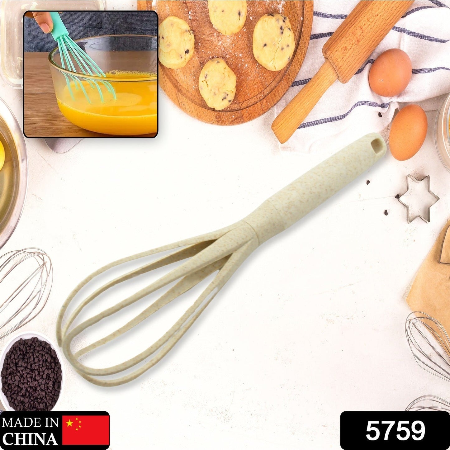 Plastic Kitchen Accessories Whisk , Pasta Spoon & Soup Spoon Heat Resistant Non Stick Spoons Kitchen Cookware Items (1 Pc )