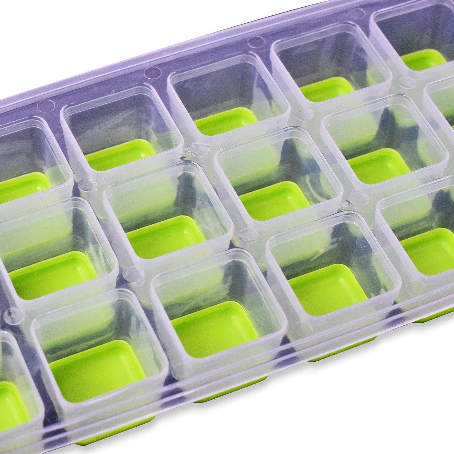 7169 18 Cavity Pop Up Ice Cube Tray Easy Release Flexible Silicone Bottom Ice Tray , Stackable Ice tray, 100% BPA Free, Food Grade for Freezer