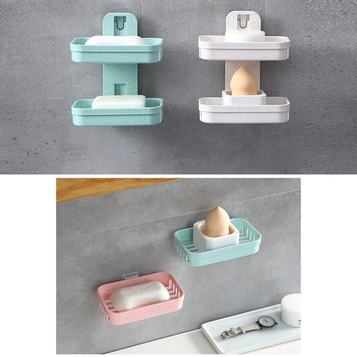 4762 Plastic Double Layer - Soap Stand, Holder, Wall Soap Box Sturdy Vacuum Dispenser Tray