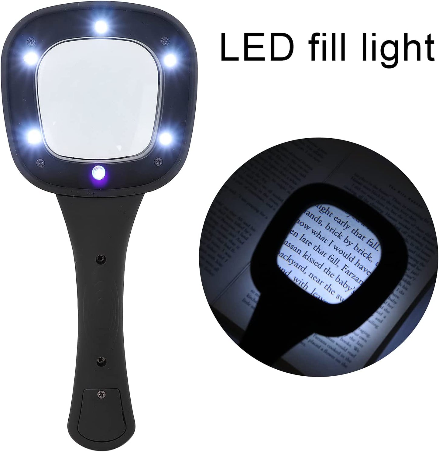 1573A Handheld Magnifying Glass 6 LED Illuminated Lighted Magnifier for Seniors Reading, Soldering, Inspection, Coins, Jewelry, Exploring