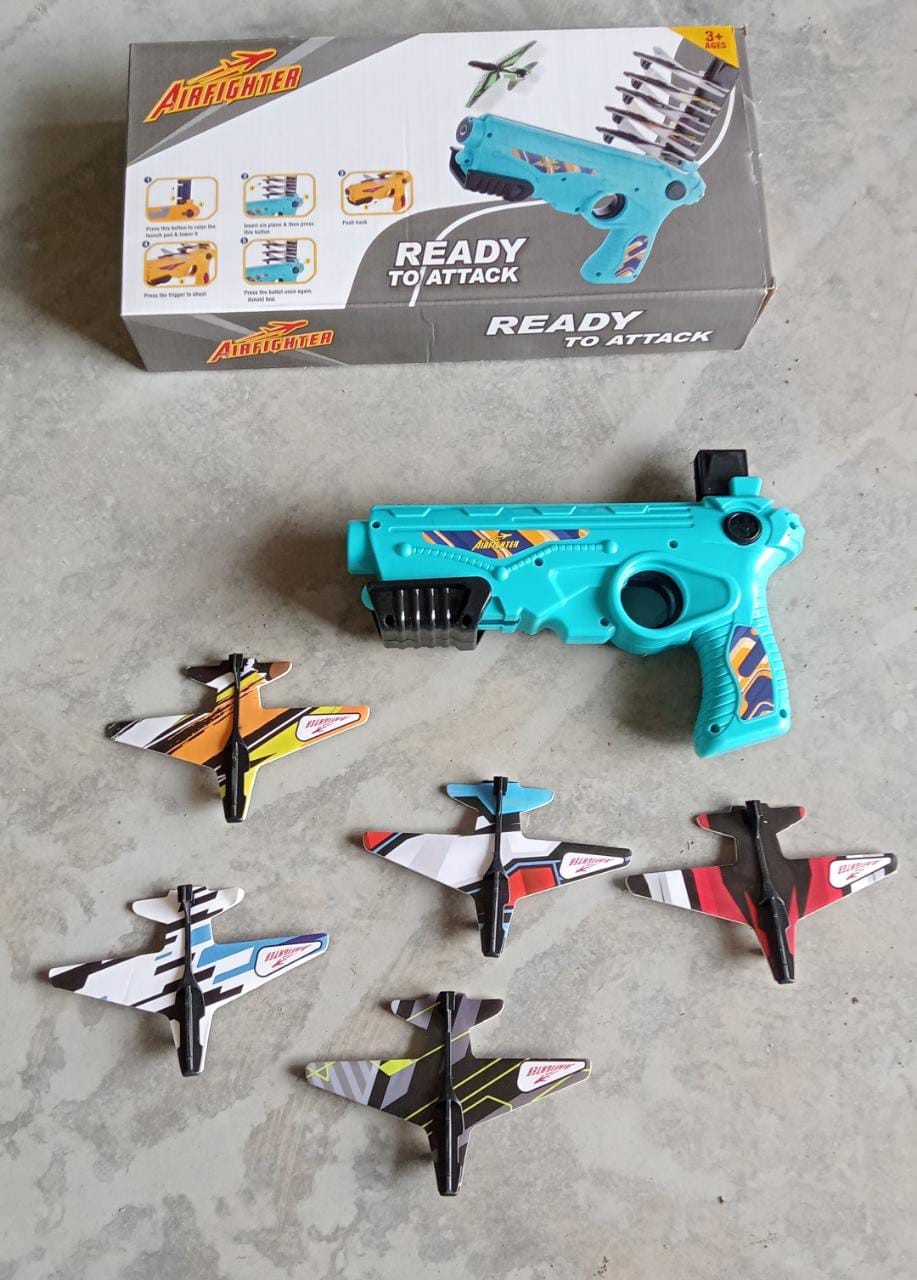 4710 Airplane Launcher Gun Toy with Foam Glider Planes, Outdoor Games for Children, Best Aeroplane Toys for Kids, Air Battle Gun Toys ( 5 Plane Include )