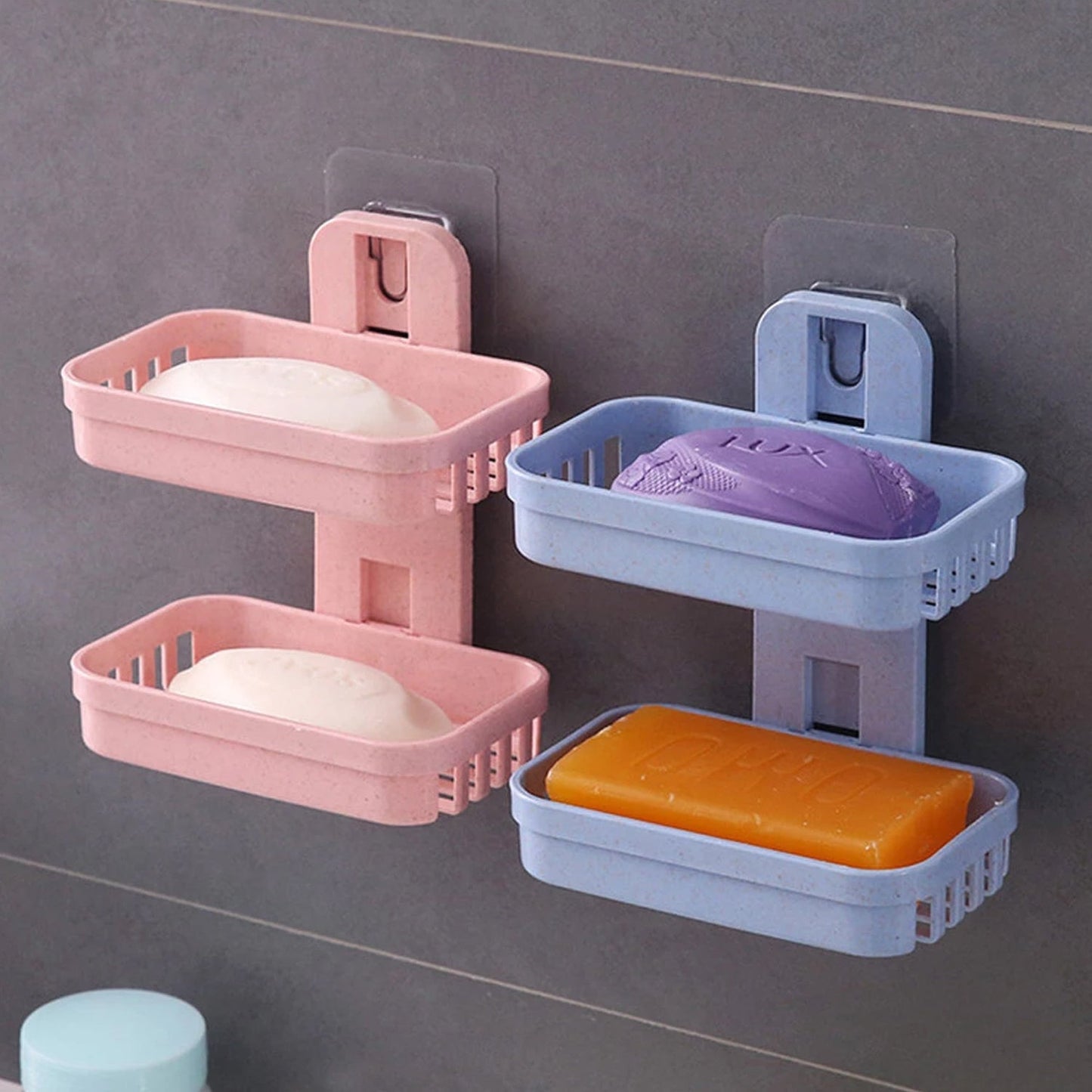 4762 Plastic Double Layer - Soap Stand, Holder, Wall Soap Box Sturdy Vacuum Dispenser Tray