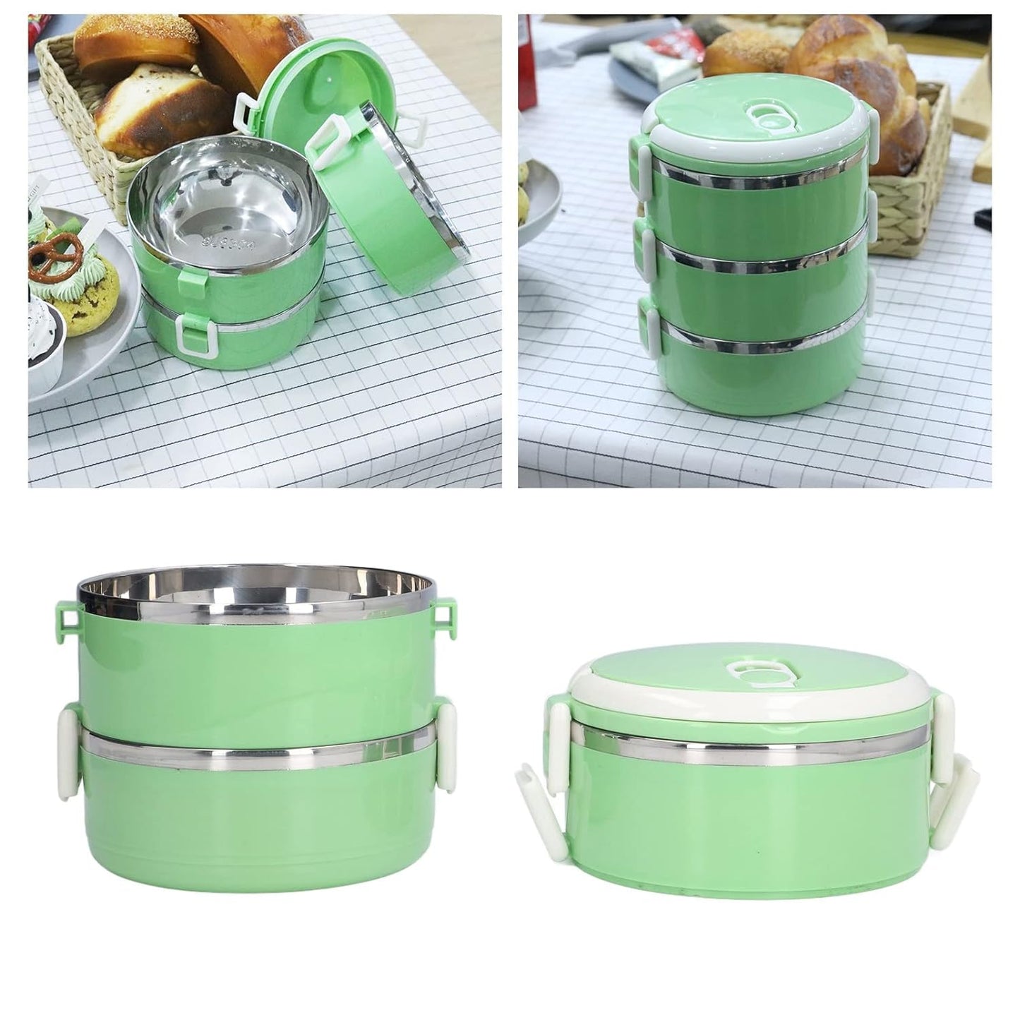 2872A 3 Layer Doraemon Lunch Box Tiffin High Quality Steel Lunch Box 3 Layer Tiffin For School ,Office & Traveling Use
