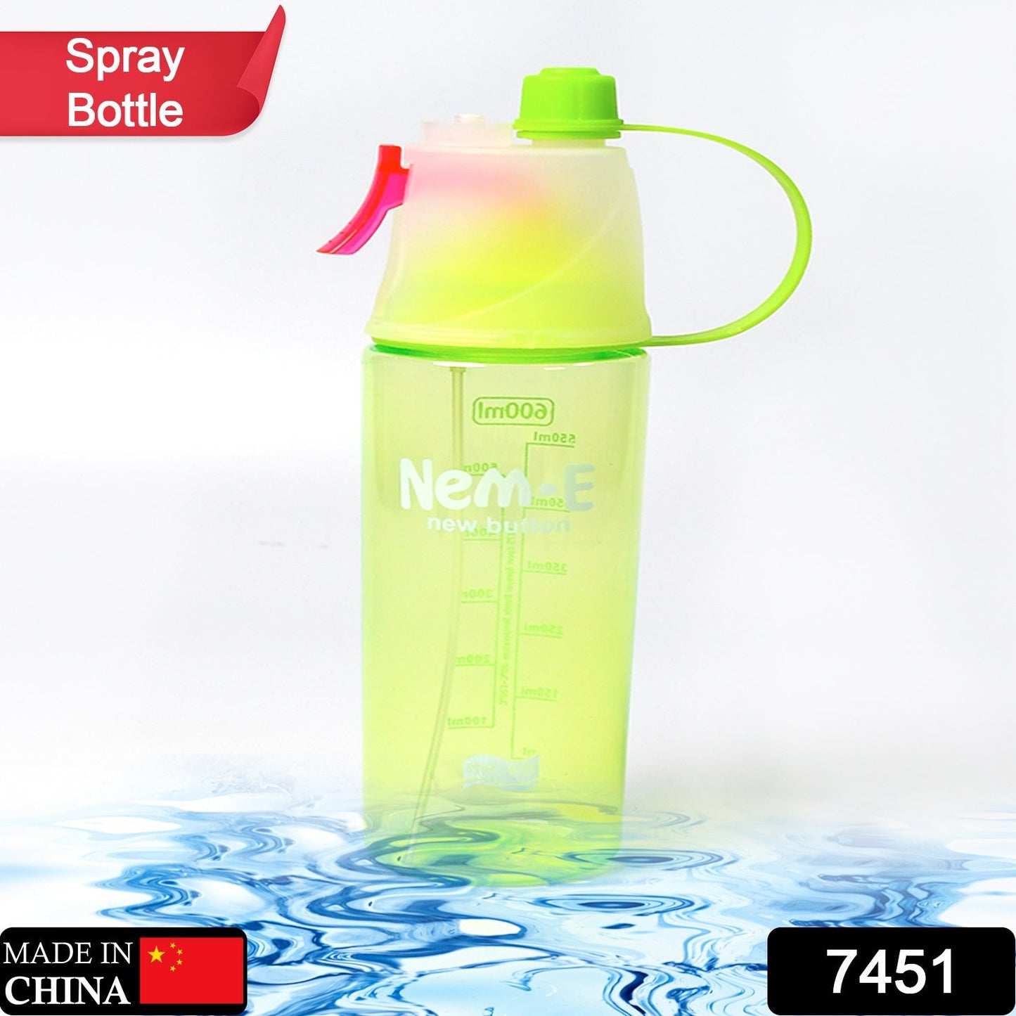 7451 Spray Water Bottle for Drinking Sports Water Bottle Cycling BPA Free 600ml for Gym Cycling Running Yoga Climbing Hiking Mountaineering