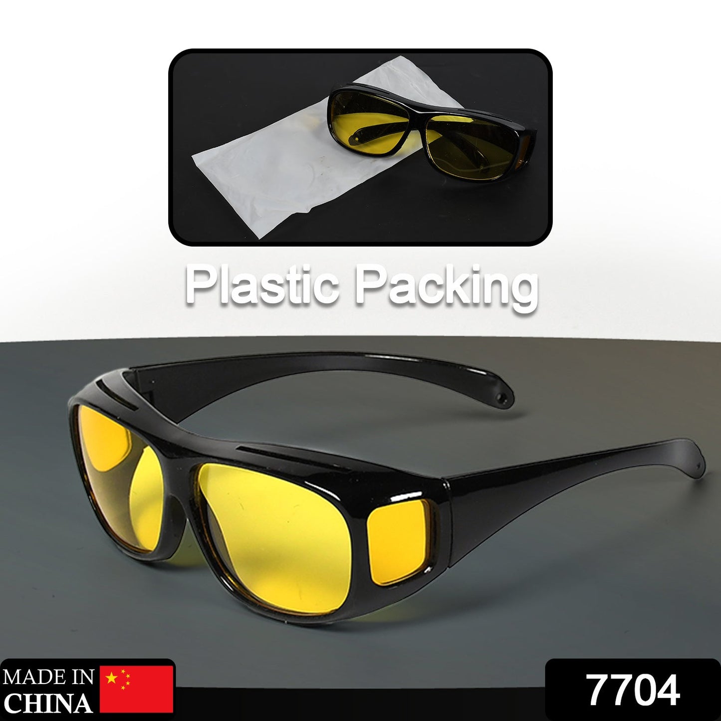 7704 Night Driving Polarized HD Vision Glasses | Anti Glare 100% UV Protected Goggles | Night Bike Riding Car driving Glasses For Men & Women Use