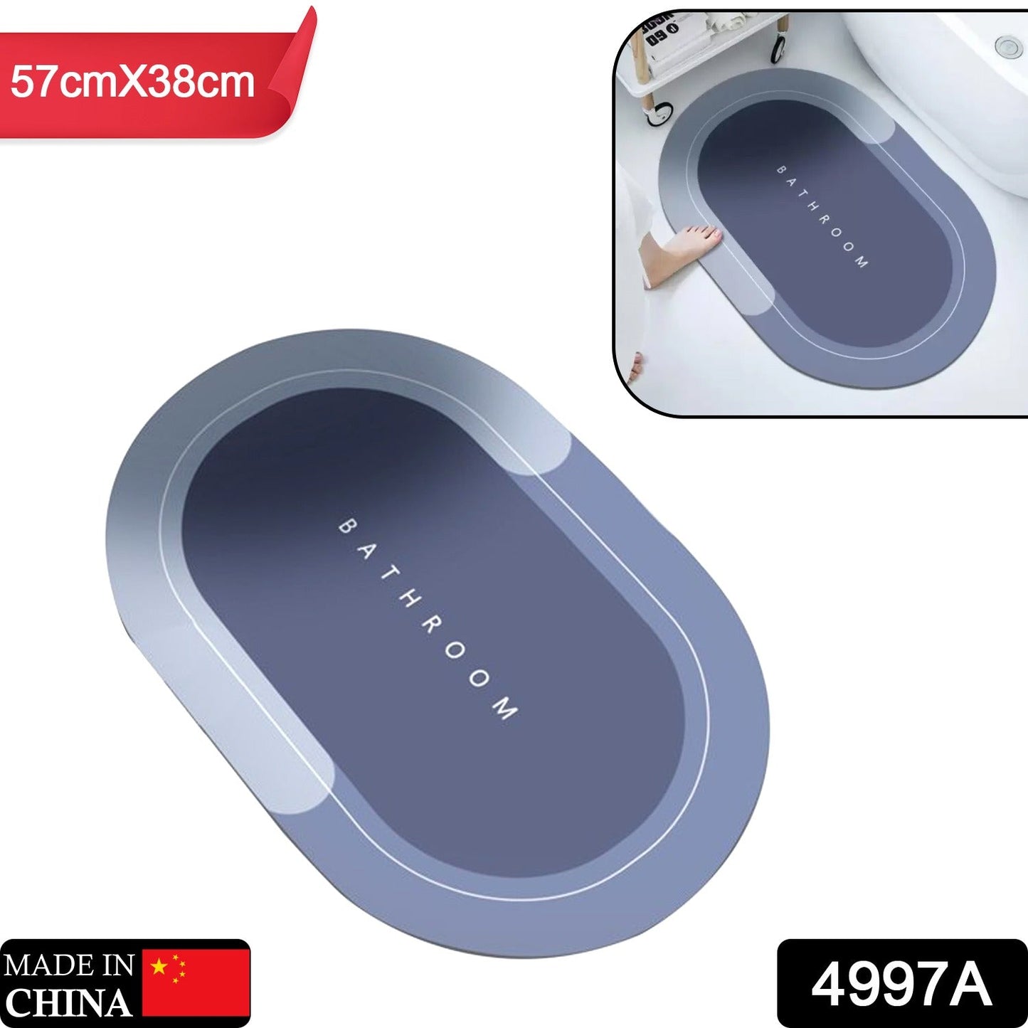 4997 Floor Mat, Bath Mat, Doormat, Bathroom Carpet. Cushion Mat Super Absorbent Soft Carpet, Quick Dry Dirt Barrier for Home, Office