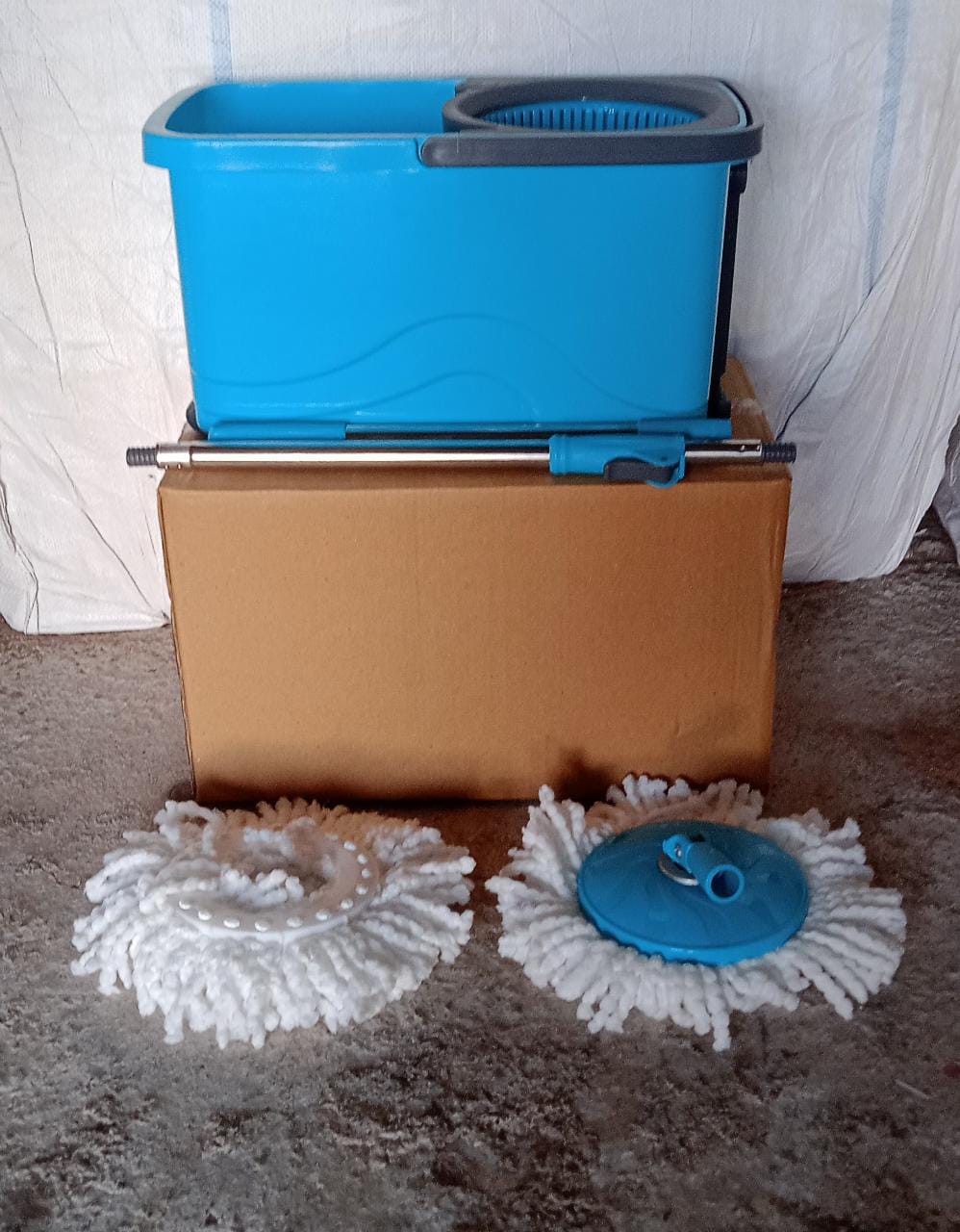 4028 Quick Spin Mop Plastic spin, Bucket Floor Cleaning, Easy Wheels & Big Bucket, Floor Cleaning Mop with Bucket