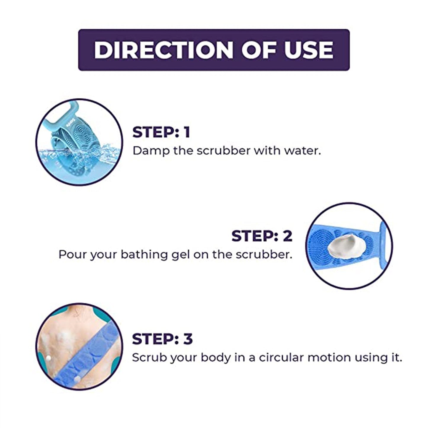6637 Silicone Body Back Scrubber, Double Side Bathing Brush for Skin Deep Cleaning Massage.