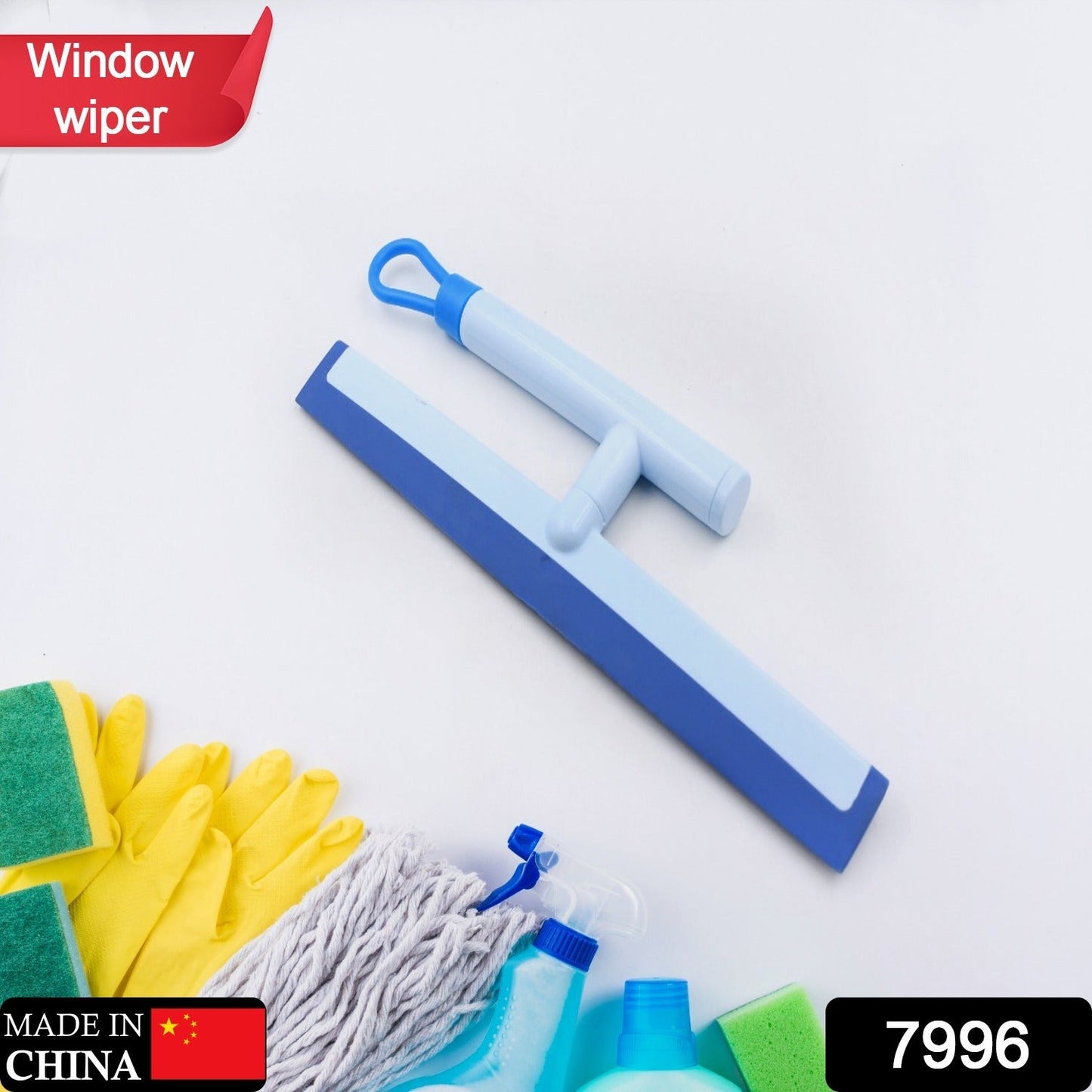 Glass Cleaning Wiper Window Cleaner, for Bathroom, Windows, and Car Glass, Window Mirror Scraper Brush with Soft Rubber
