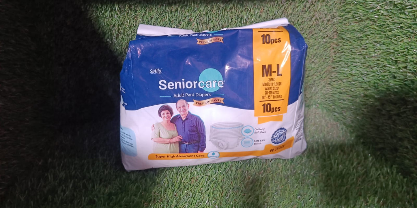 Medium-Large Senior care Adult Pull Up Diaper Pants (Waist Size (70-115 Cm | 28 -45 Inch) Adult Diapers (Medium-Large M-L10Pc)