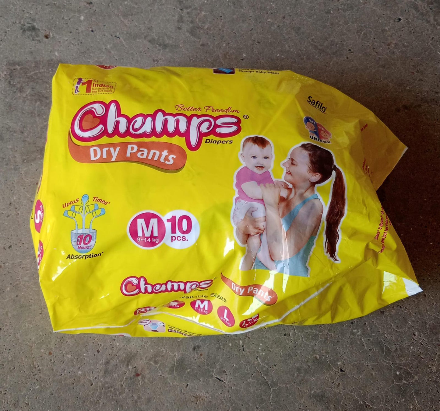 0966 Medium Champs Dry Pants Style Diaper - Medium (10 pcs) Best for Travel Absorption, Champs Baby Diapers, Champs Soft and Dry Baby Diaper Pants (M, 10 Pcs )