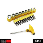 24pcs T shape screwdriver set Batch Head Ratchet Pawl Socket Spanner hand tools 