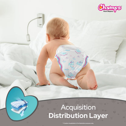 Baby Diaper High Absorbent Pant Diapers,  Champs Soft and Dry Baby Diaper Pants Xl  54 Pcs (Extra Large , XL54 Pieces)