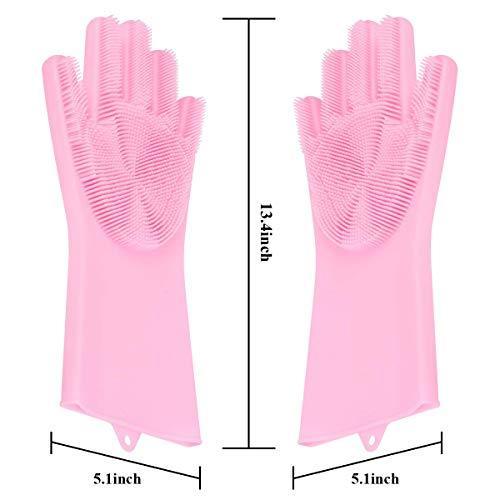 0714A Reusable Silicone Cleaning Brush Scrubber Gloves (Multicolor) 