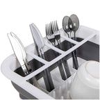 0804B Collapsible Folding Silicone Dish Drying Drainer Rack with Spoon Fork Knife Storage Holder (Brown Box) 
