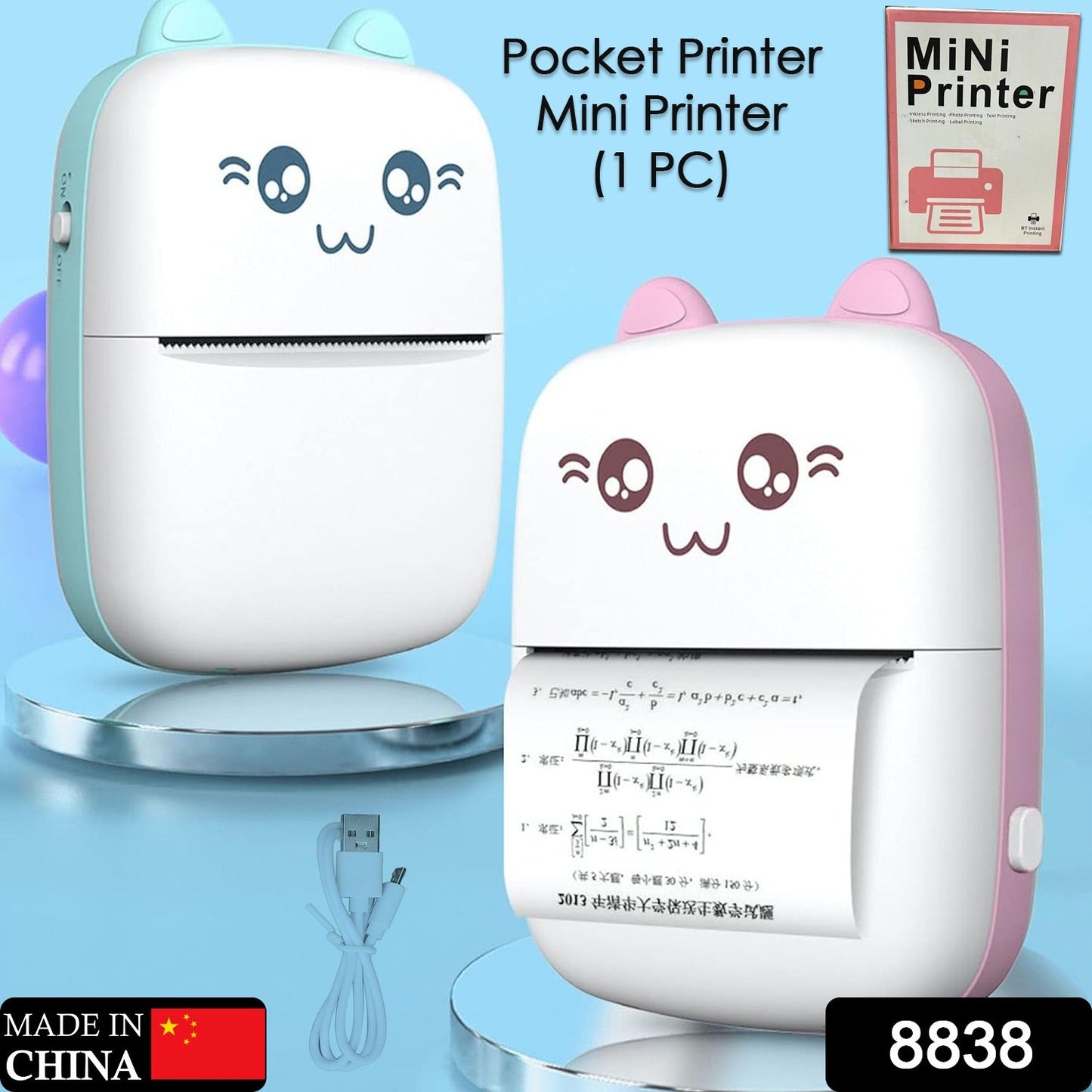 Pocket Mini Bluetooth Thermal Printer – Wireless Smart Printer for Photos (Includes 1 Roll Paper)