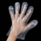 0670 Plastic Transparent Disposable Clear Gloves (White) (100Pc) 